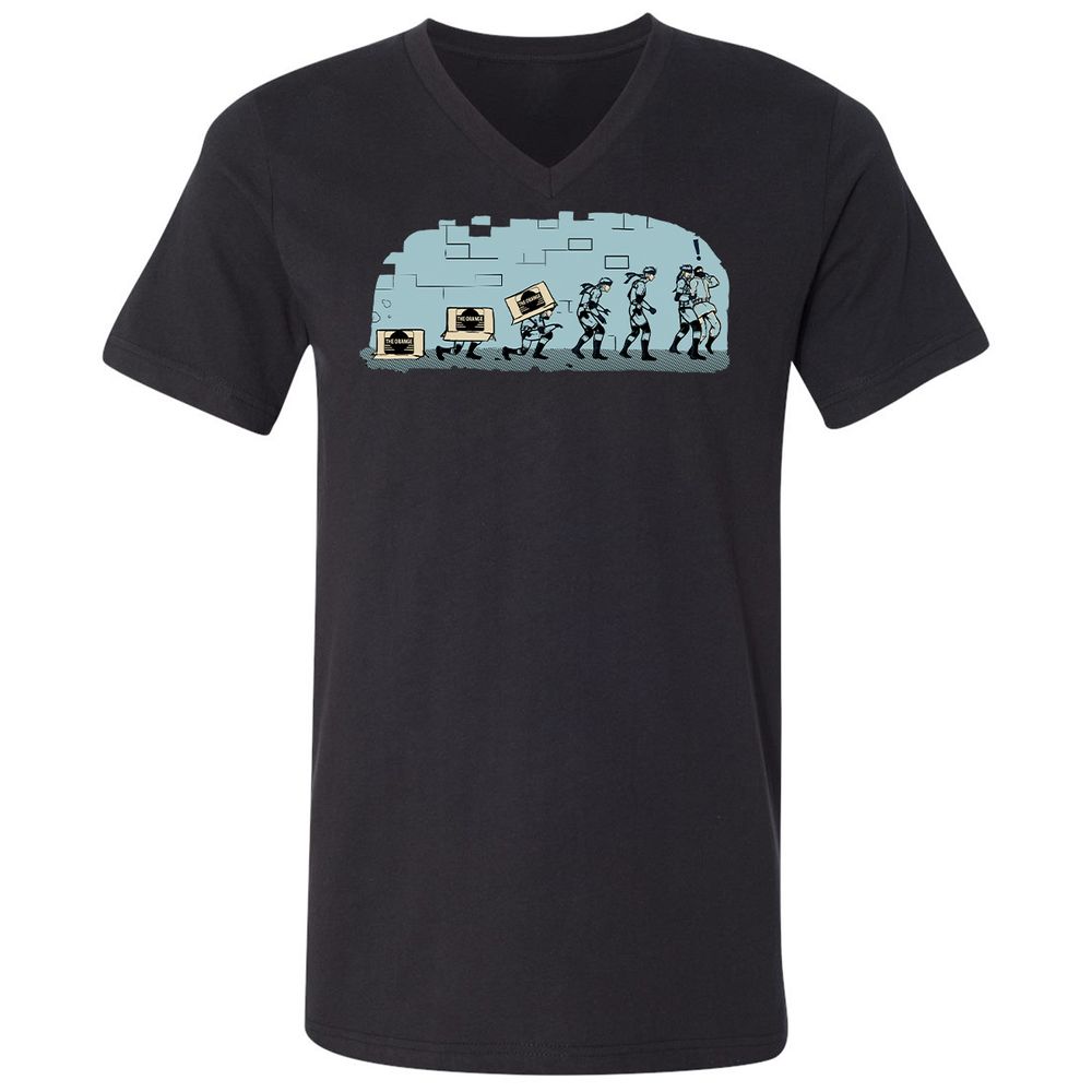 Unisex V-Neck T-Shirt - R16BXFC9 - Black - 1