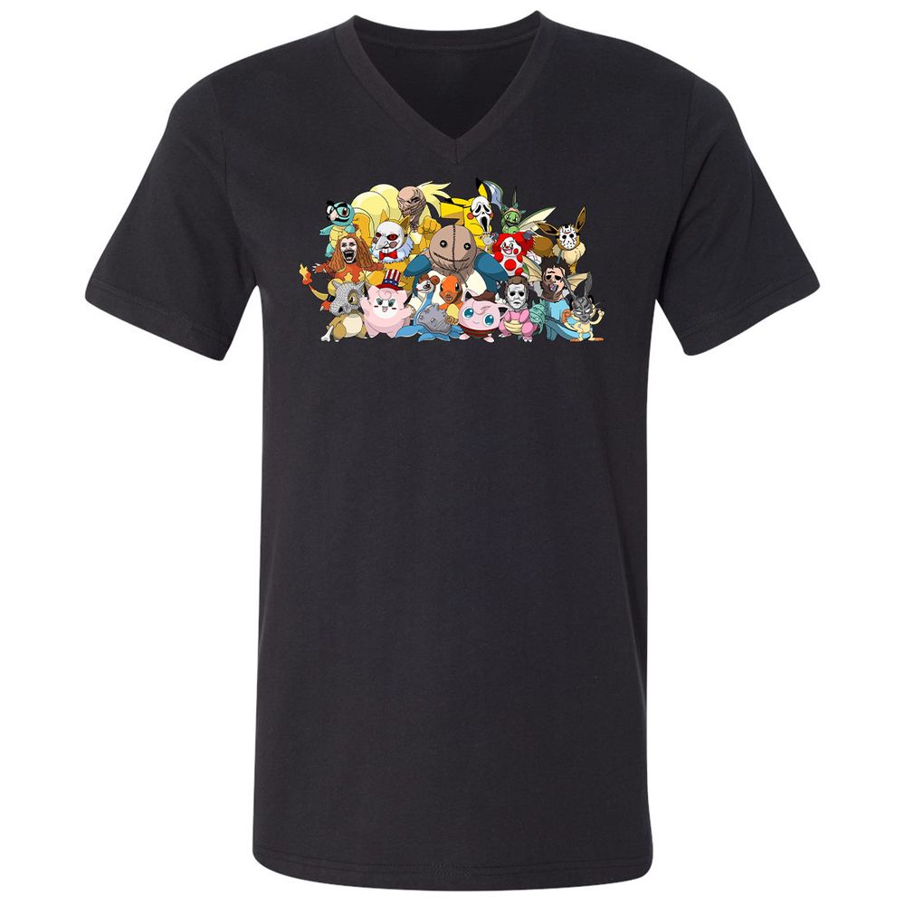 Unisex V-Neck T-Shirt - HCRBQVZ7 - Black - 1