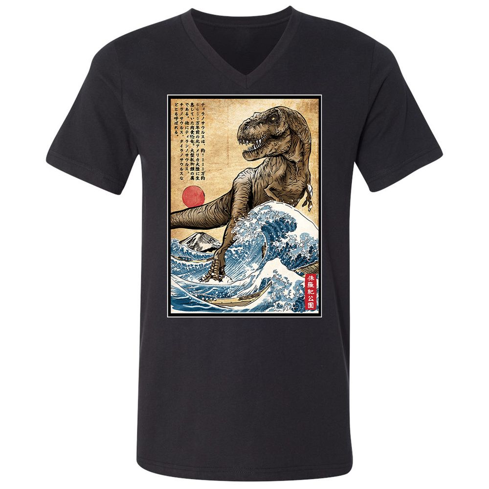 Unisex V-Neck T-Shirt - KWYYWWJY - Black - 1