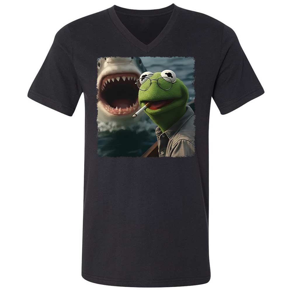Unisex V-Neck T-Shirt - 6RWASGMF - Black - 1
