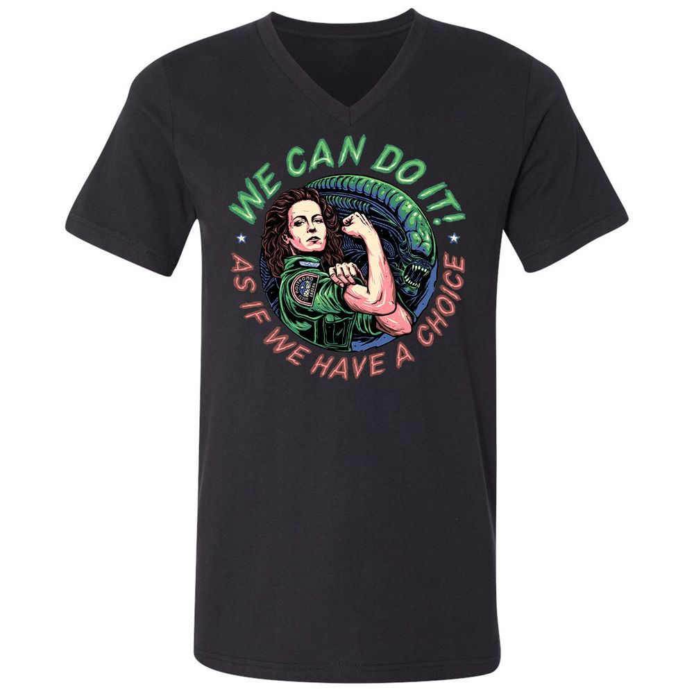 Unisex V-Neck T-Shirt - C7YYFLEB - Black - 1
