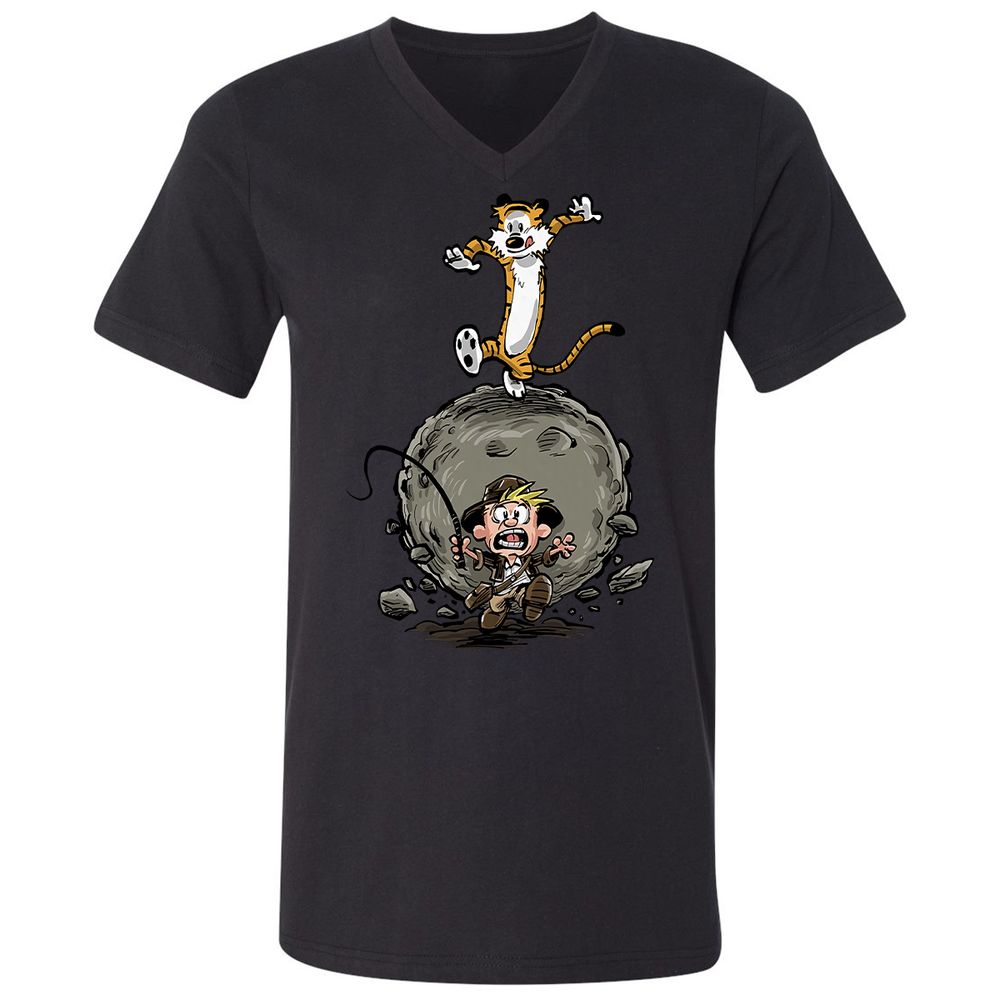 Unisex V-Neck T-Shirt - Y27DQTJR - Black - 1
