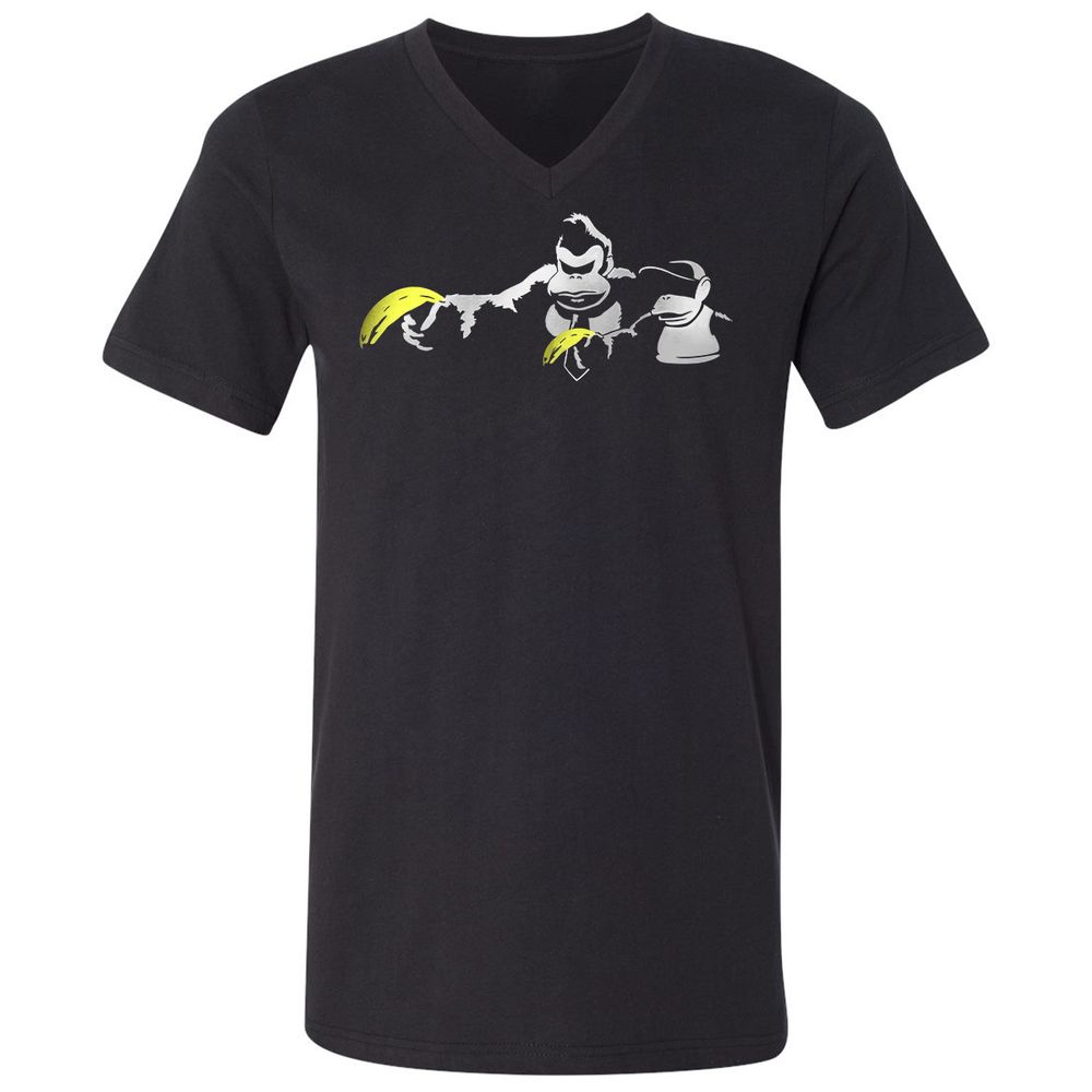 Unisex V-Neck T-Shirt - 34S5D4XQ - Black - 1