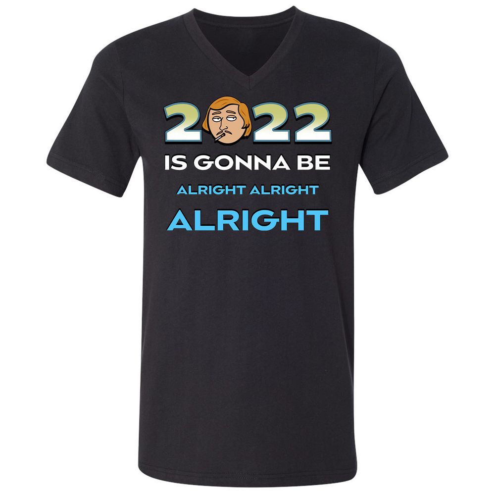 Unisex V-Neck T-Shirt - B6TH4GFD - Black - 1