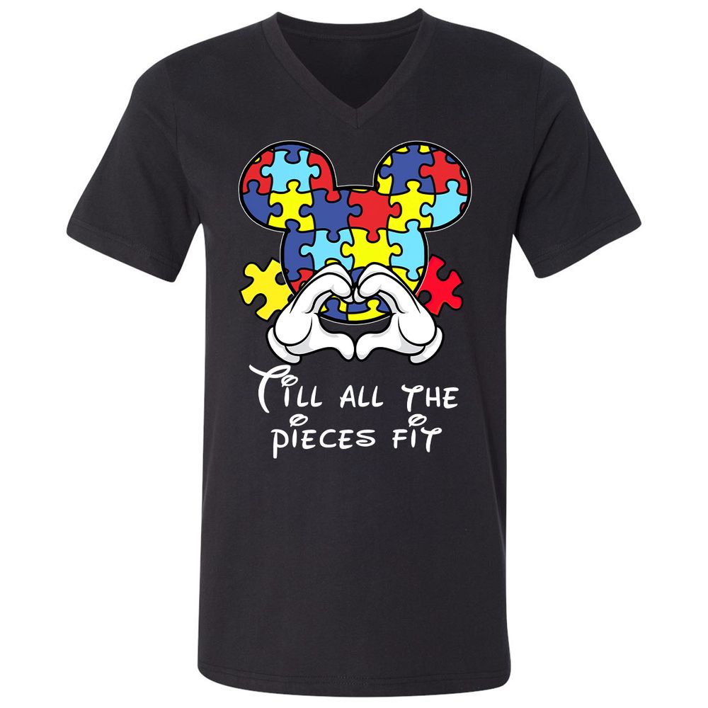 Unisex V-Neck T-Shirt - 358P94P9 - Black - 1