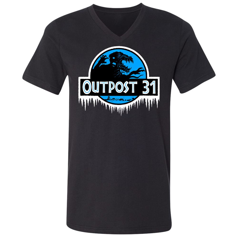Unisex V-Neck T-Shirt - 42CAFQHZ - Black - 1