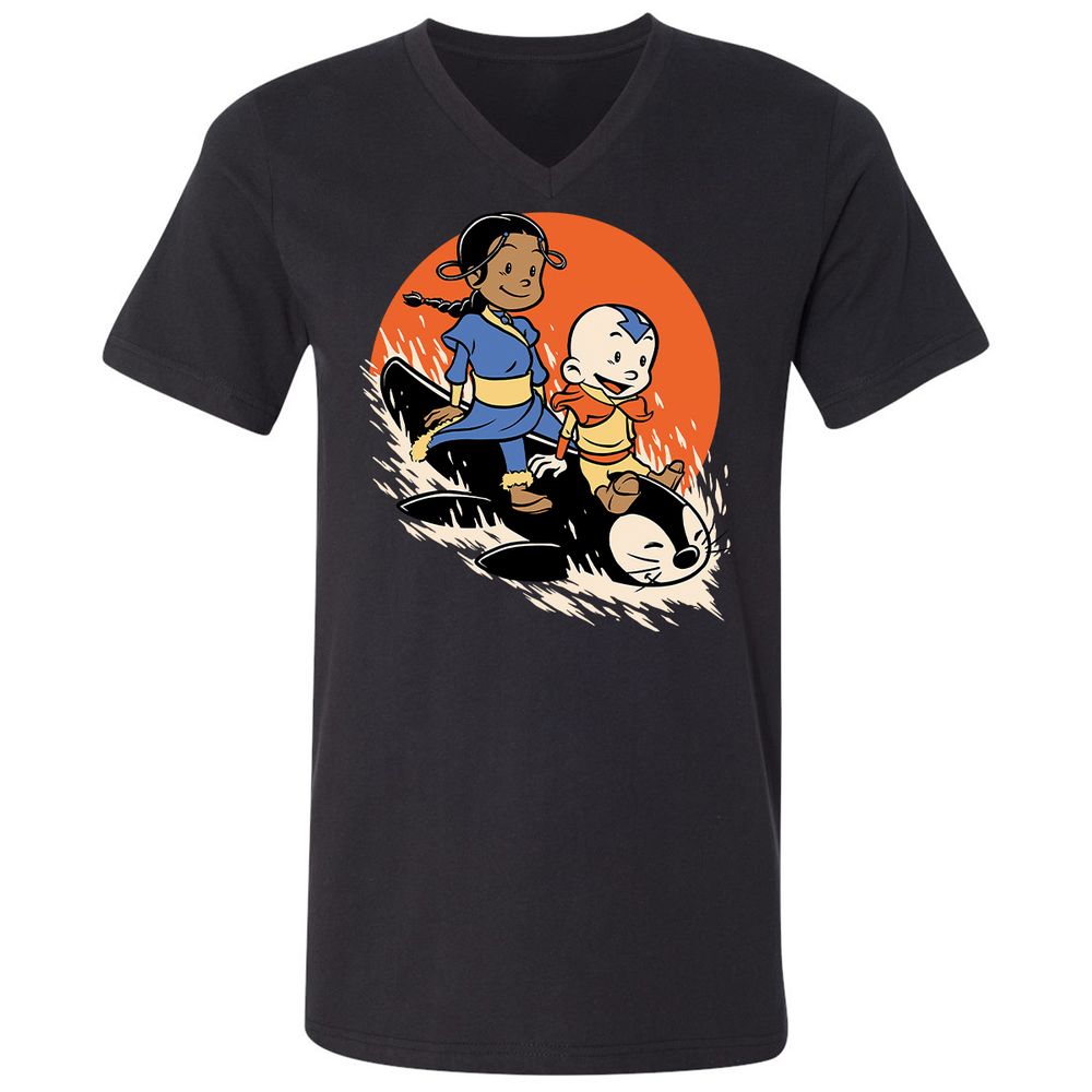 Unisex V-Neck T-Shirt - 9EGLJ1FN - Black - 1