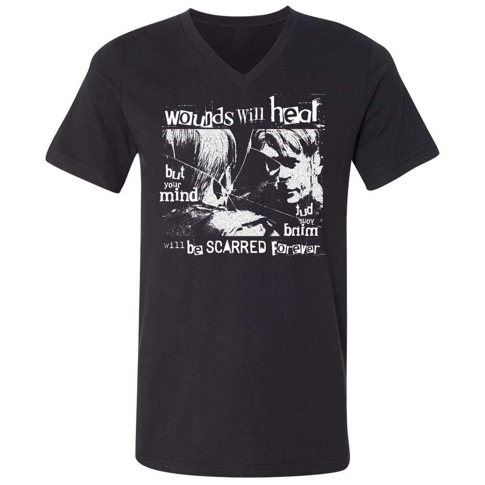 Unisex V-Neck T-Shirt - 2ERQLHBK - Black - 1