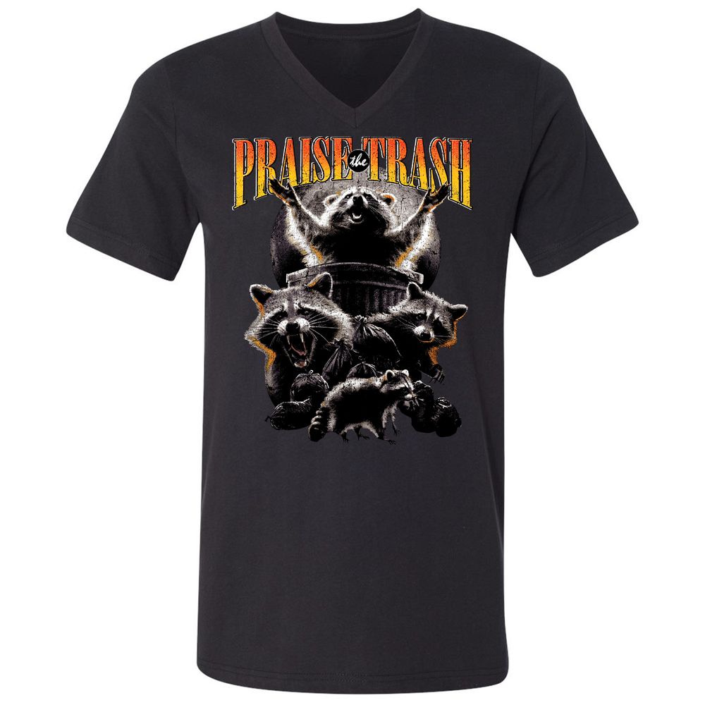 Unisex V-Neck T-Shirt - 14KXGNQQ - Black - 1