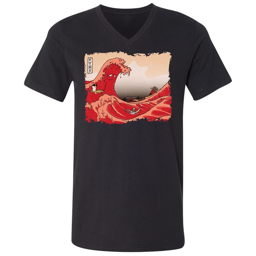 Unisex V-Neck T-Shirt - M1HUX3V8 - Black - 1