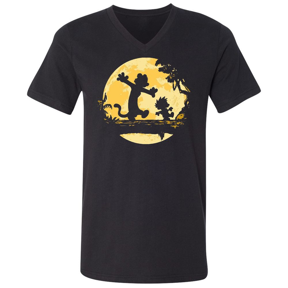 Unisex V-Neck T-Shirt - 7Y8HX3AQ - Black - 1