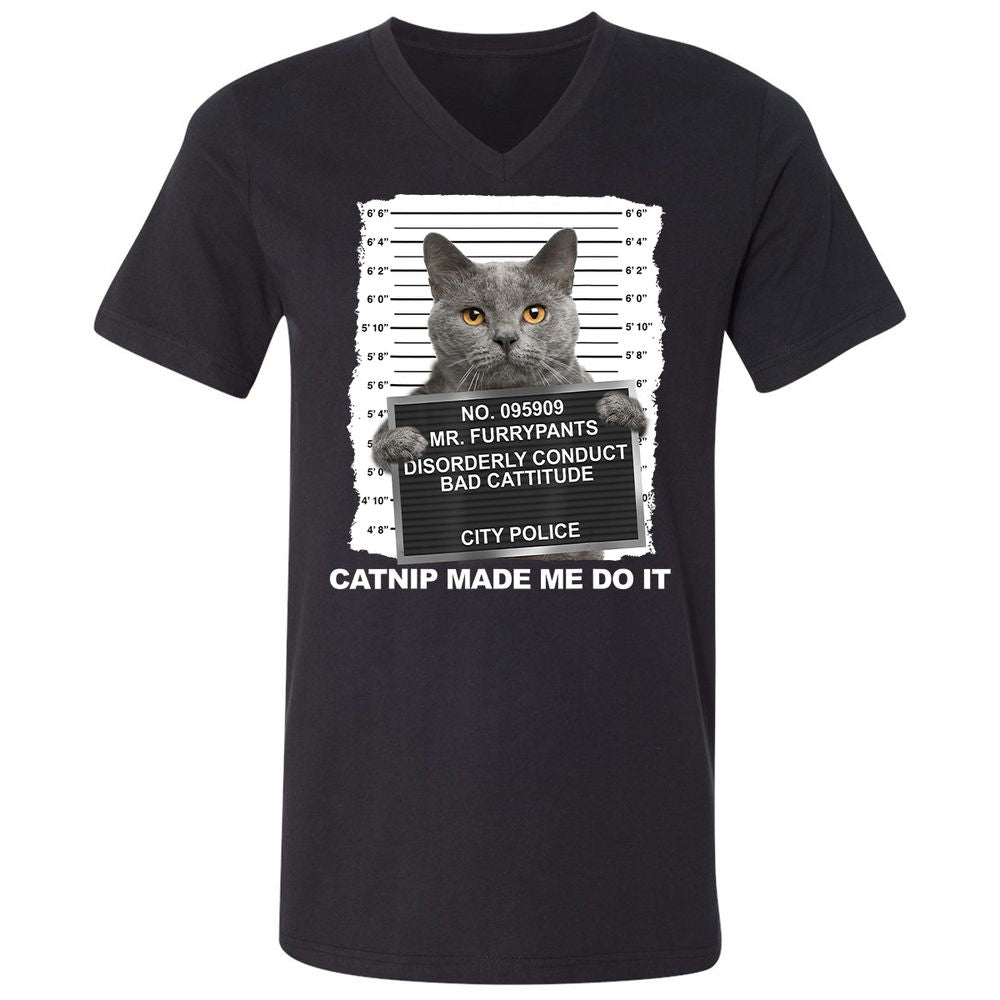 Unisex V-Neck T-Shirt - XZKU45LK - Black - 1