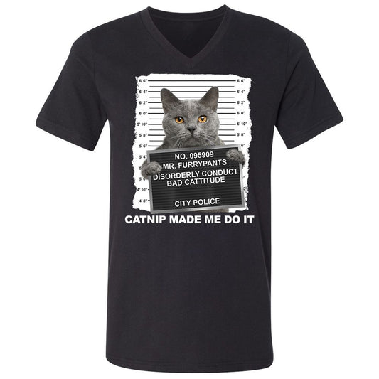 Unisex V-Neck T-Shirt - XZKU45LK - Black - 1