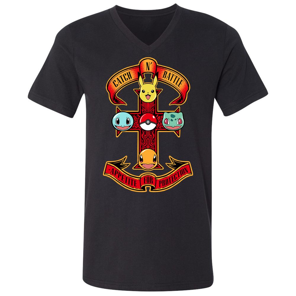 Unisex V-Neck T-Shirt - RQGW6E1V - Black - 1