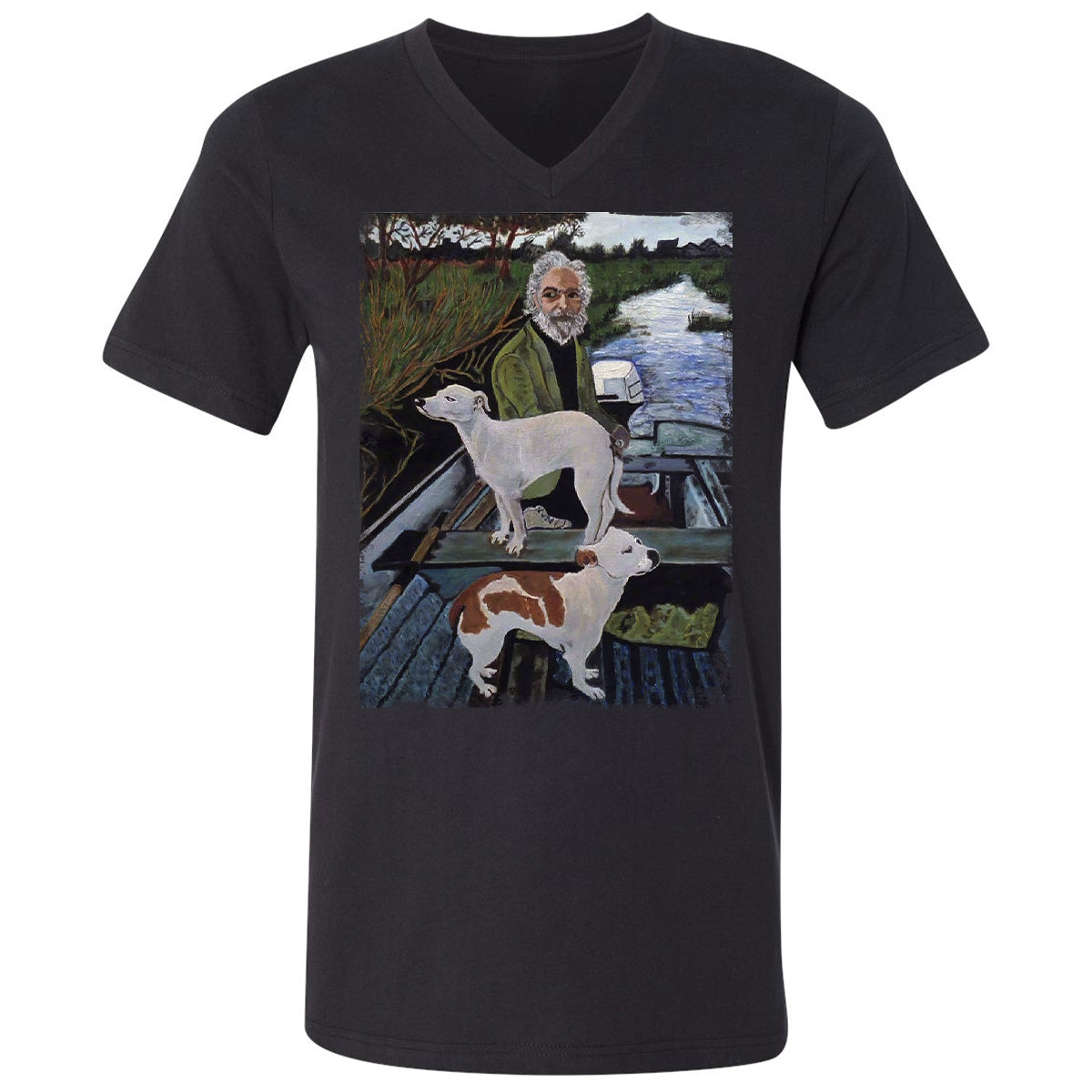 Unisex V-Neck T-Shirt - ZY8JYX1T - Black - 1