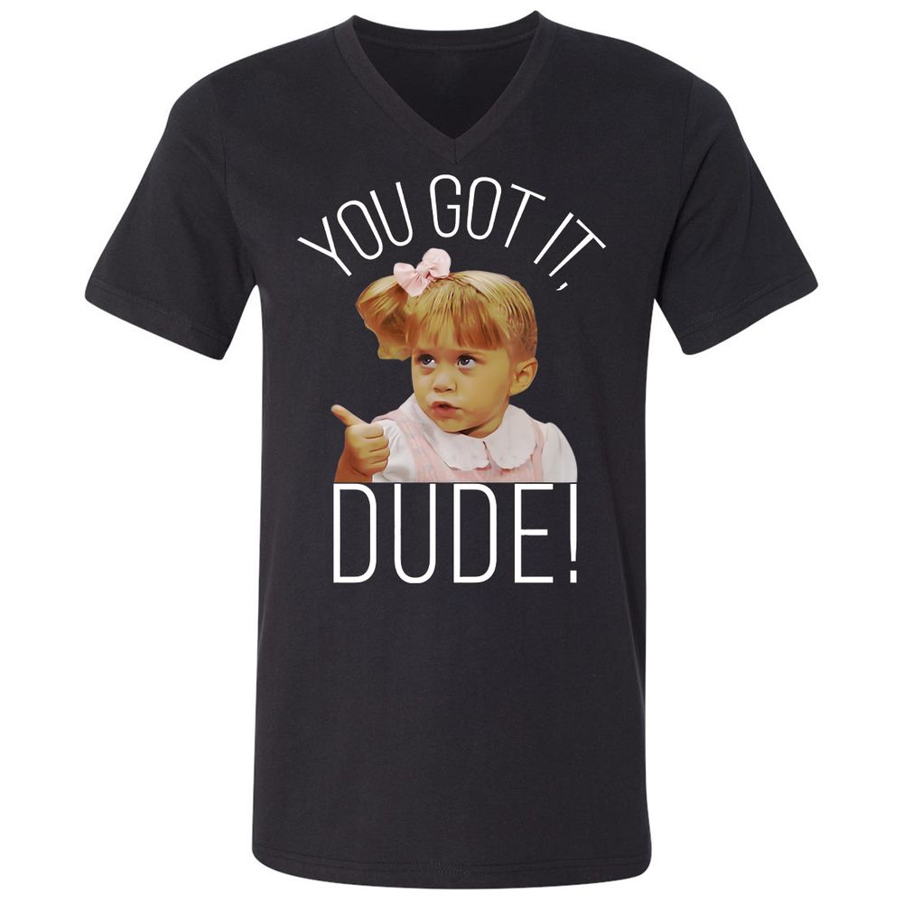Unisex V-Neck T-Shirt - R96VH3GD - Black - 1
