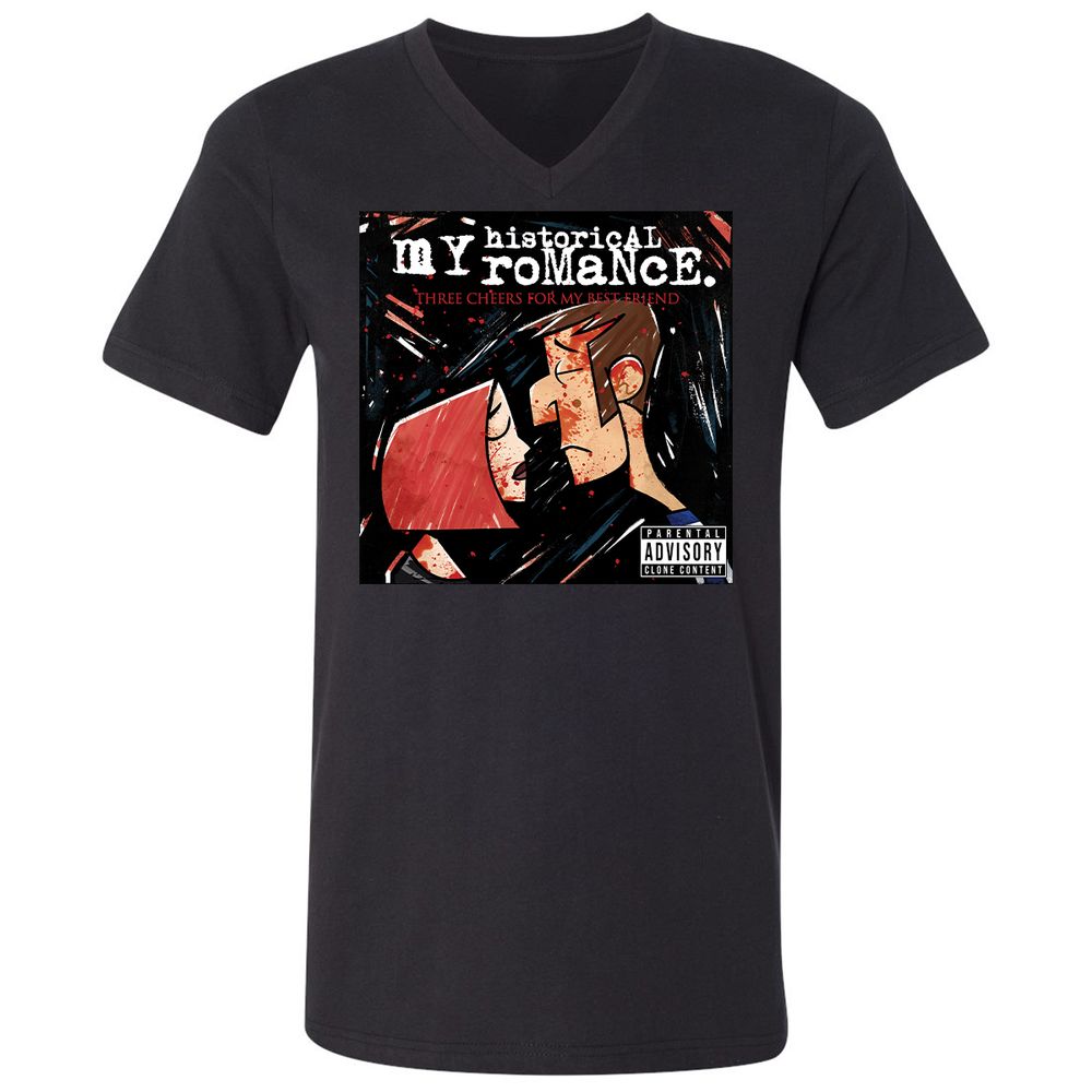 Unisex V-Neck T-Shirt - H61NCCYZ - Black - 1