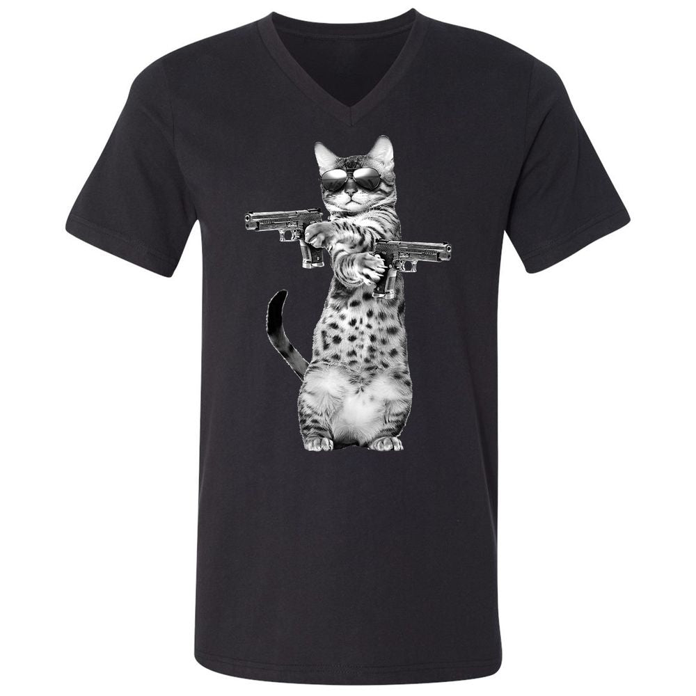 Unisex V-Neck T-Shirt - Q25L79X5 - Black - 1