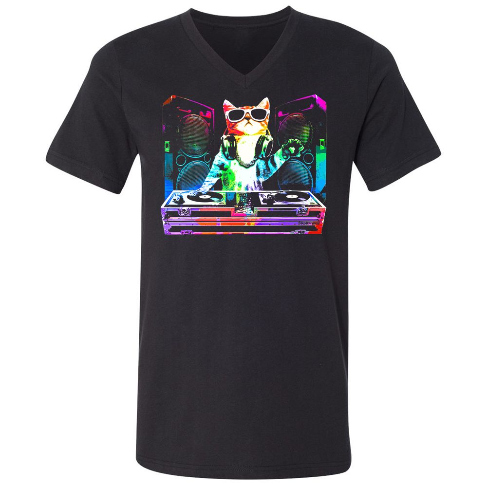 Unisex V-Neck T-Shirt - SLH9TWRJ - Black - 1