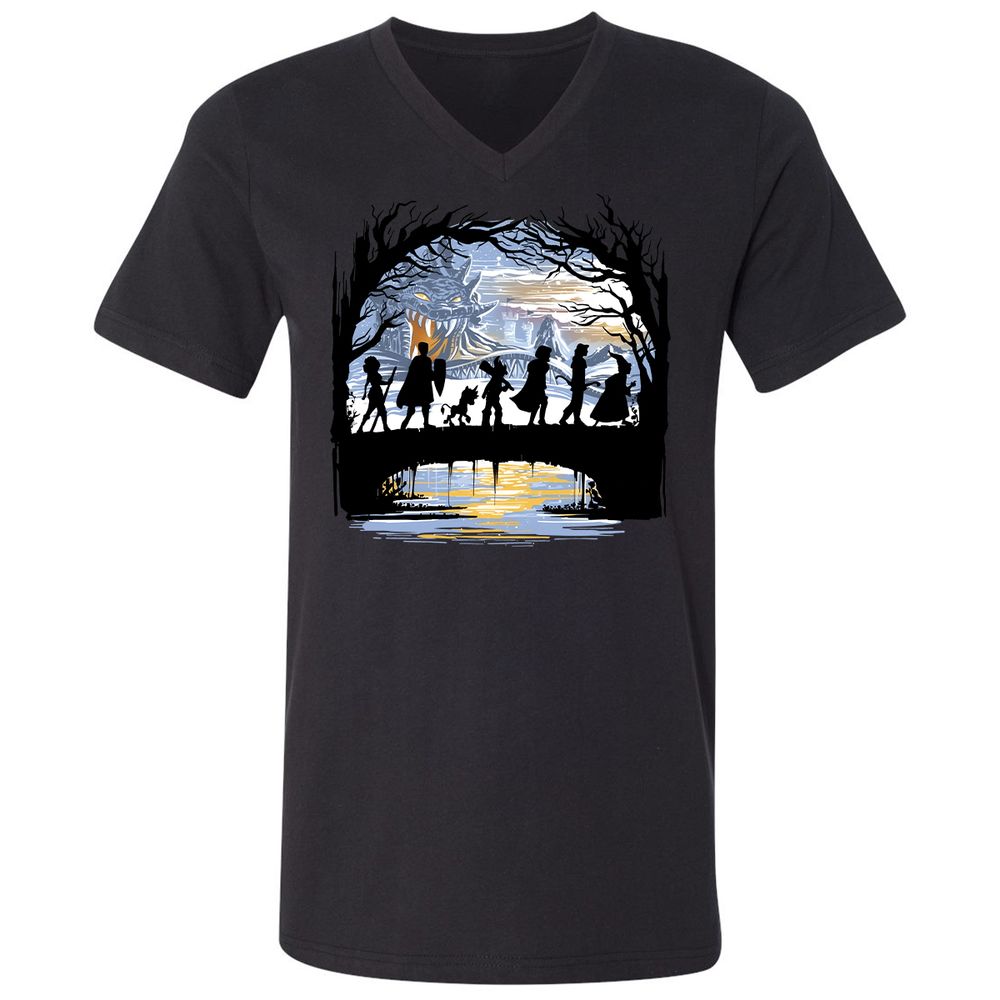 Unisex V-Neck T-Shirt - B54Y35MS - Black - 1