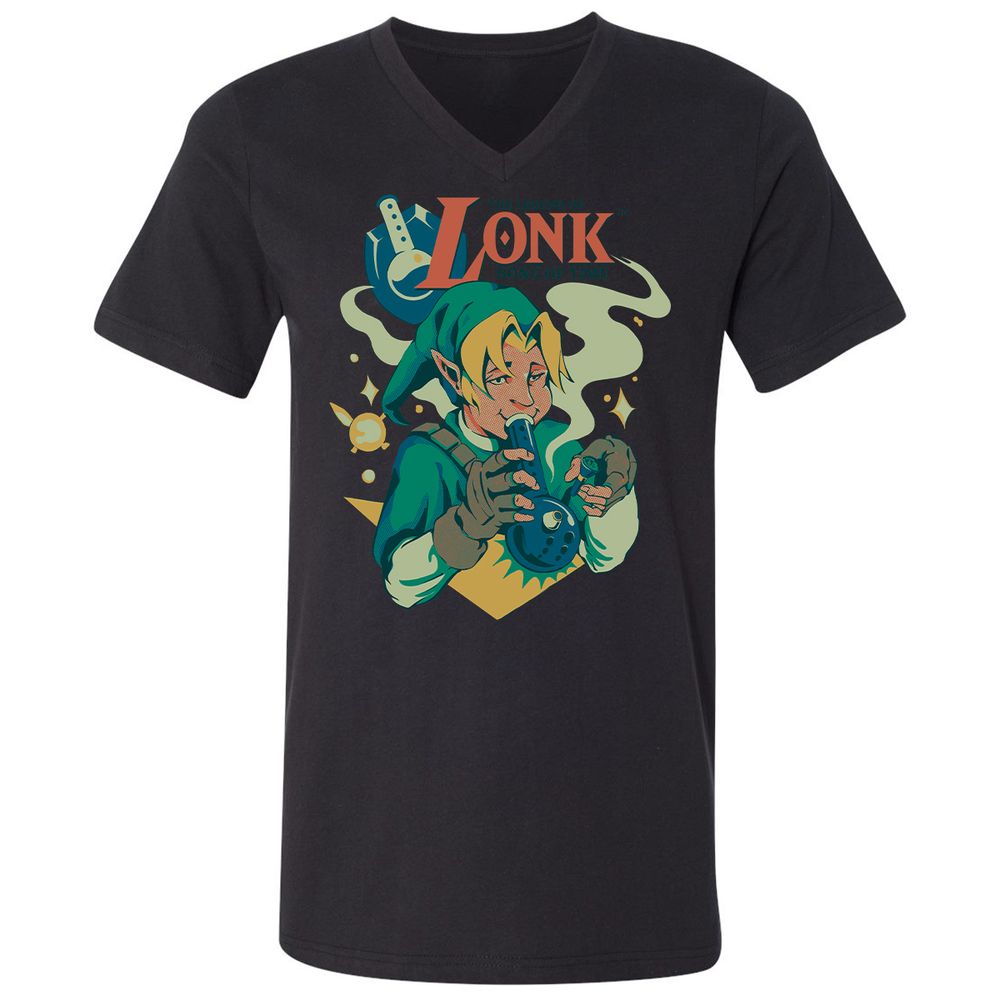 Unisex V-Neck T-Shirt - B98JACLR - Black - 1