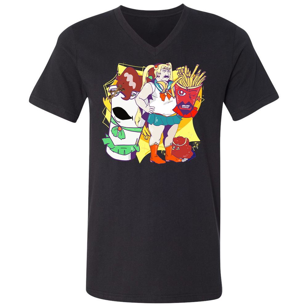 Unisex V-Neck T-Shirt - E42EMJK4 - Black - 1