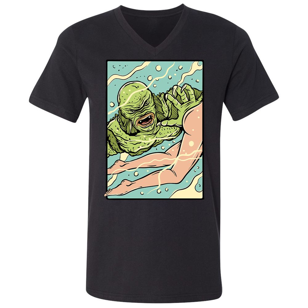 Unisex V-Neck T-Shirt - 6R6AJ4QU - Black - 1