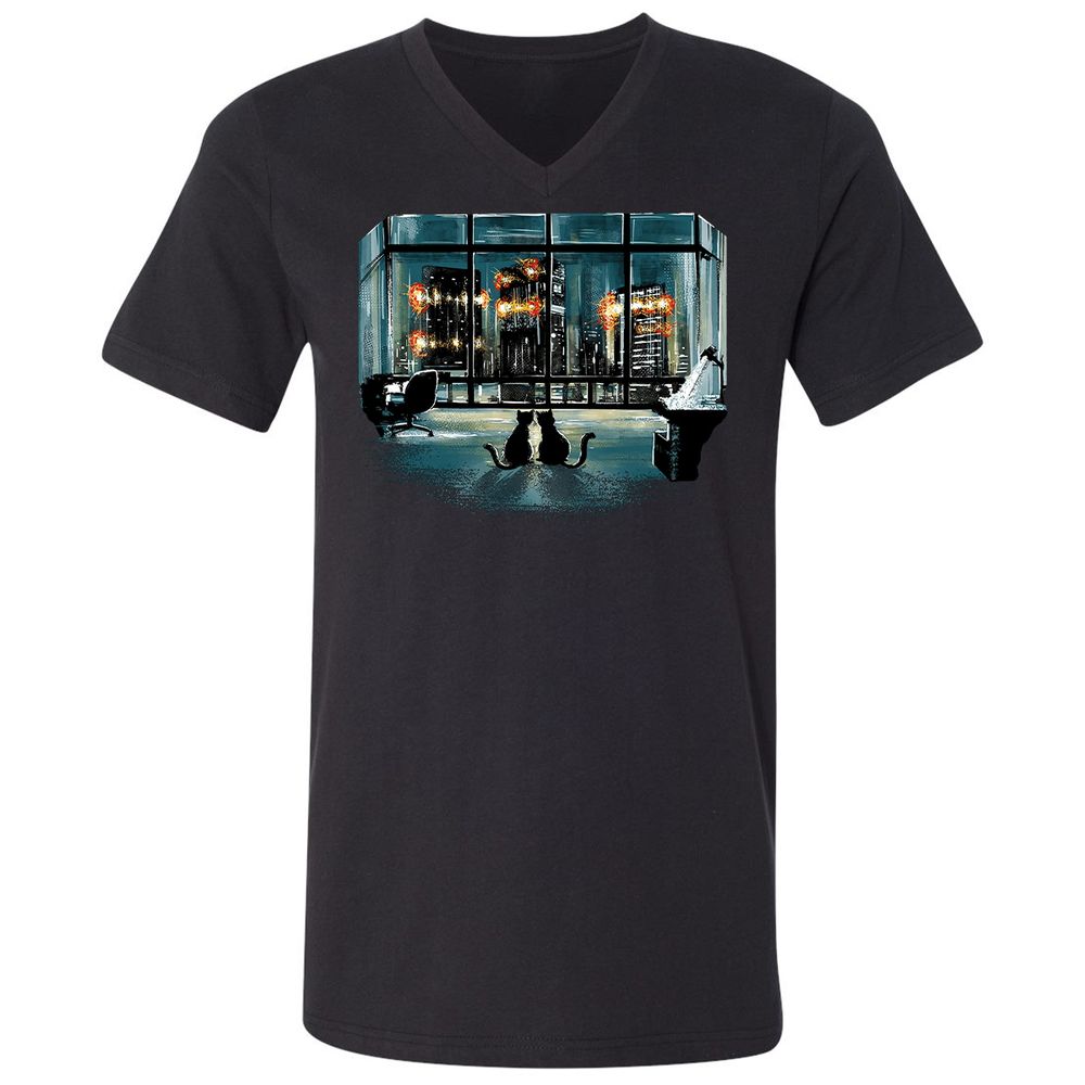 Unisex V-Neck T-Shirt - F5KD8V1S - Black - 1