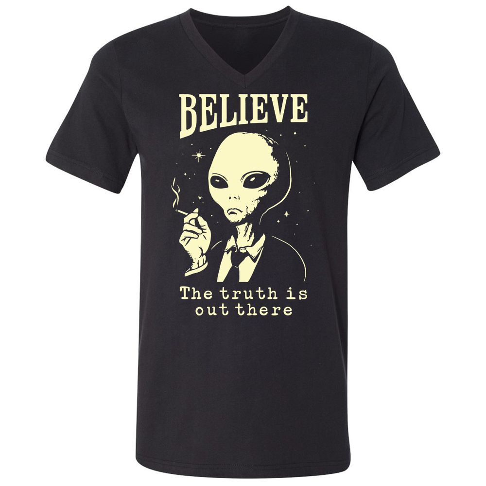 Unisex V-Neck T-Shirt - SNB6TE8J - Black - 1