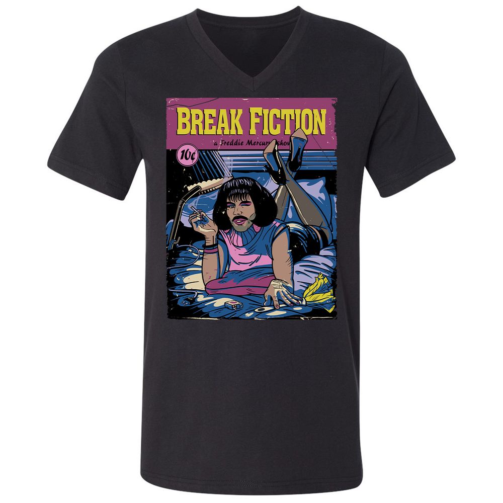Unisex V-Neck T-Shirt - BZ3BBP7F - Black - 1