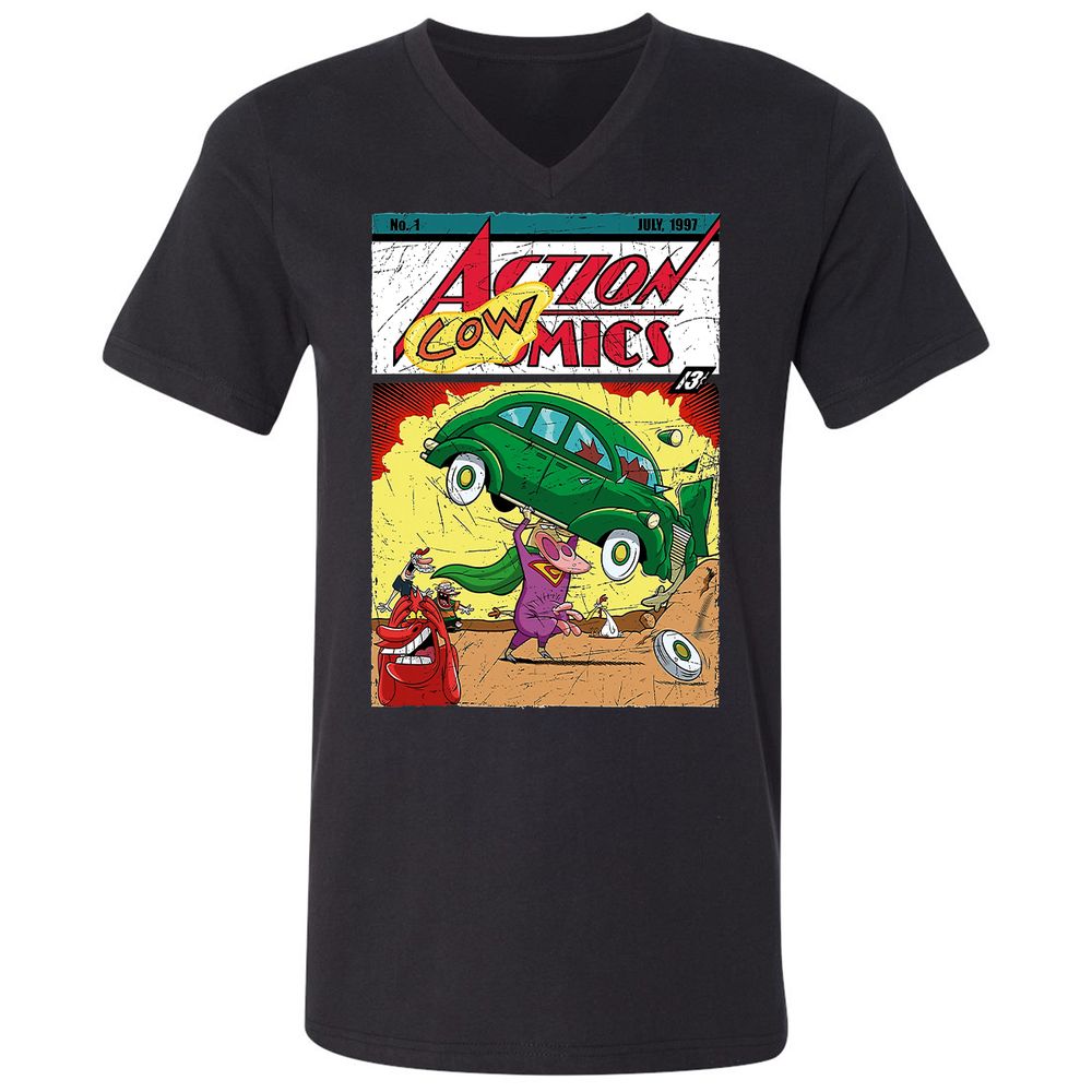 Unisex V-Neck T-Shirt - B6DDSGGC - Black - 1