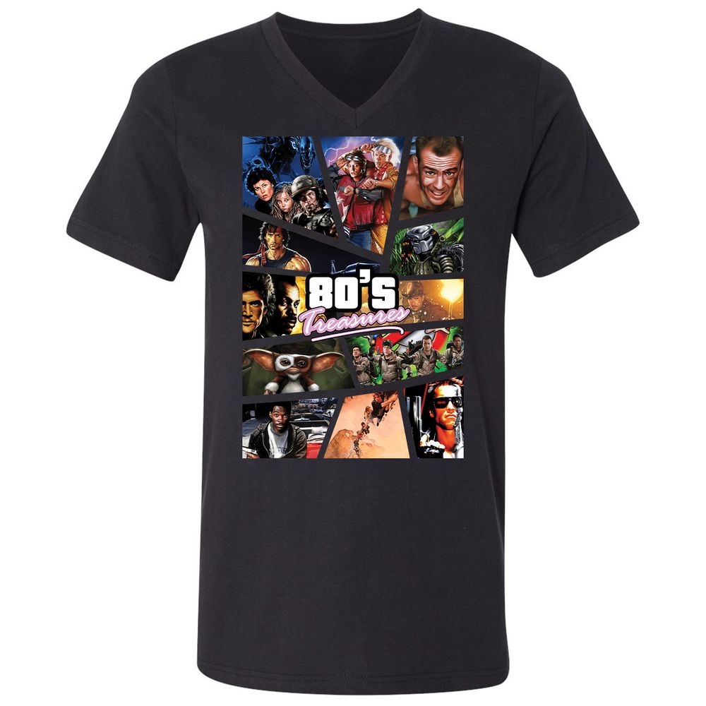 Unisex V-Neck T-Shirt - WQKB9N55 - Black - 1