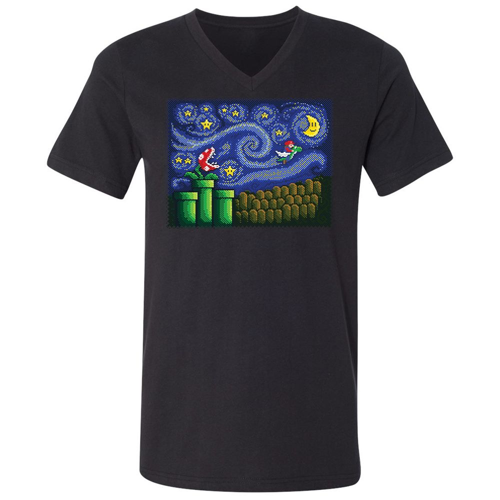 Unisex V-Neck T-Shirt - YNM6H4ZE - Black - 1