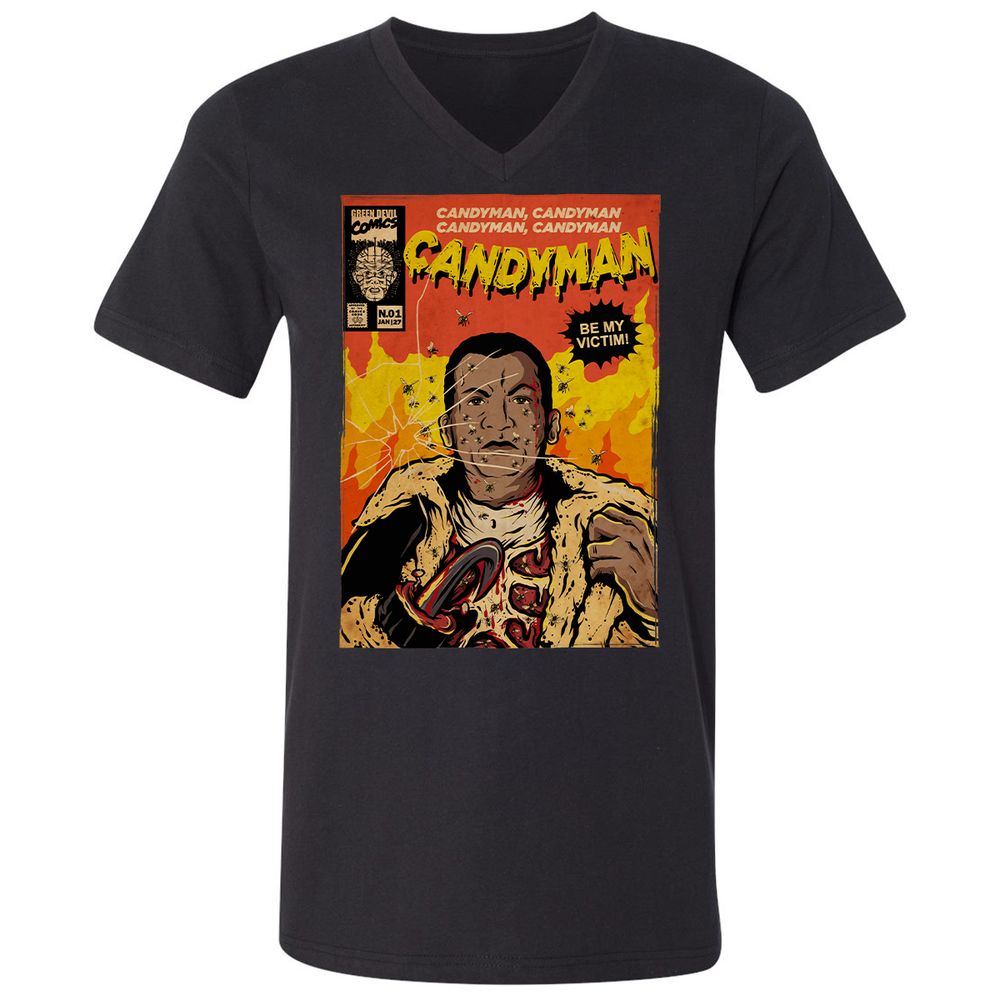 Unisex V-Neck T-Shirt - BKH4T9YG - Black - 1