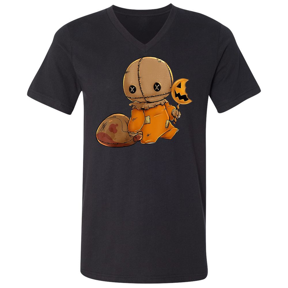 Unisex V-Neck T-Shirt - 91F9BNJZ - Black - 1