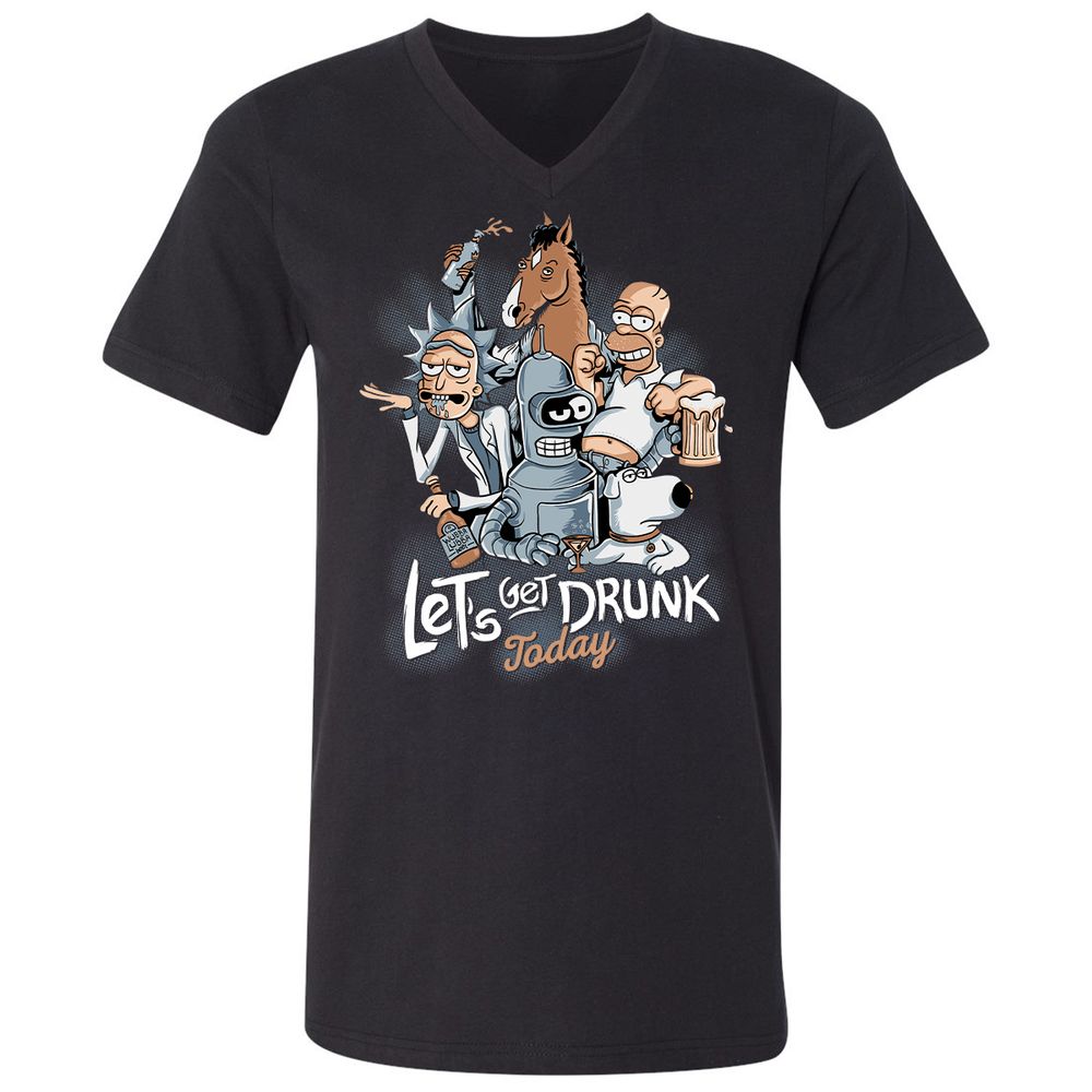 Unisex V-Neck T-Shirt - 7X55F3FL - Black - 1