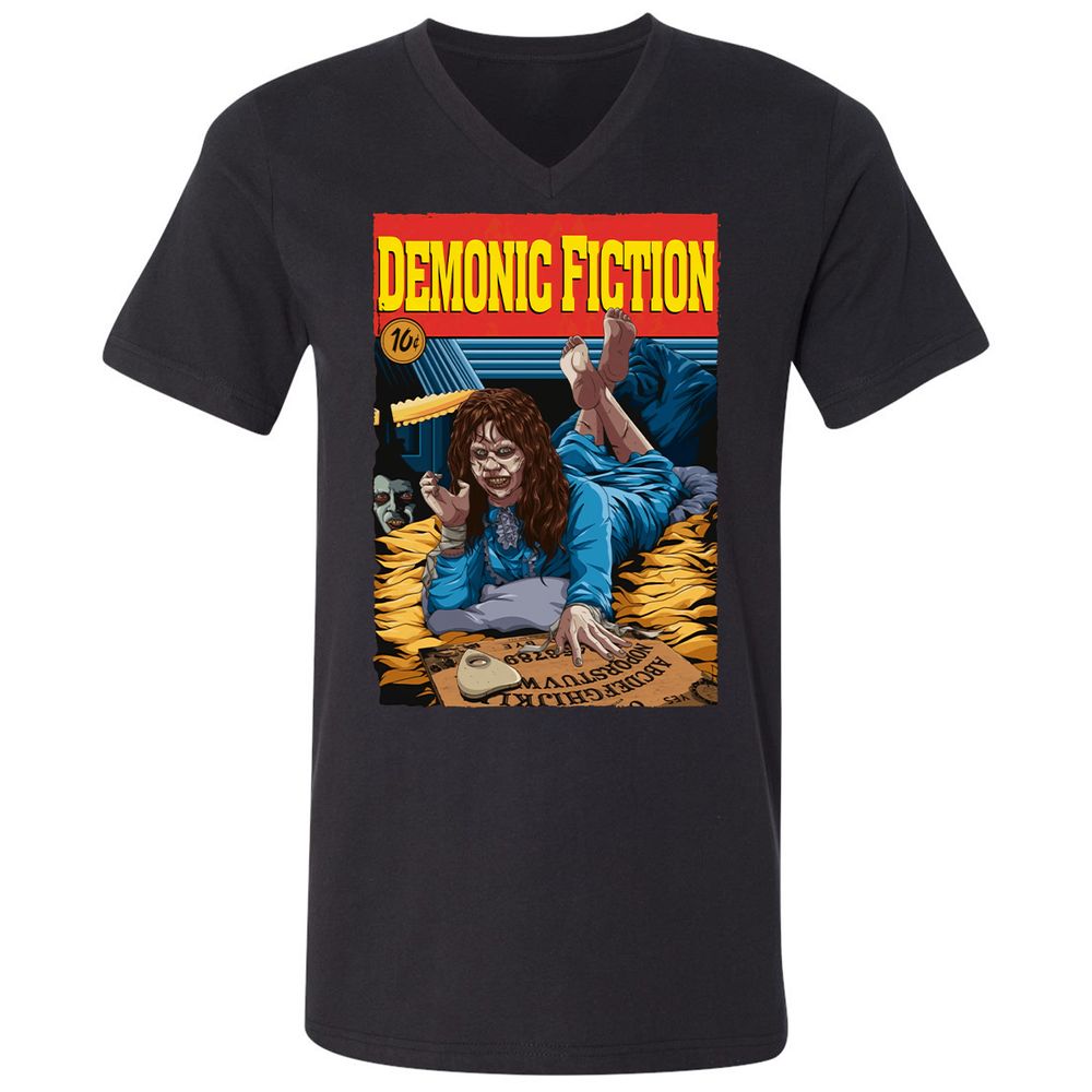 Unisex V-Neck T-Shirt - L3DKFL9Y - Black - 1