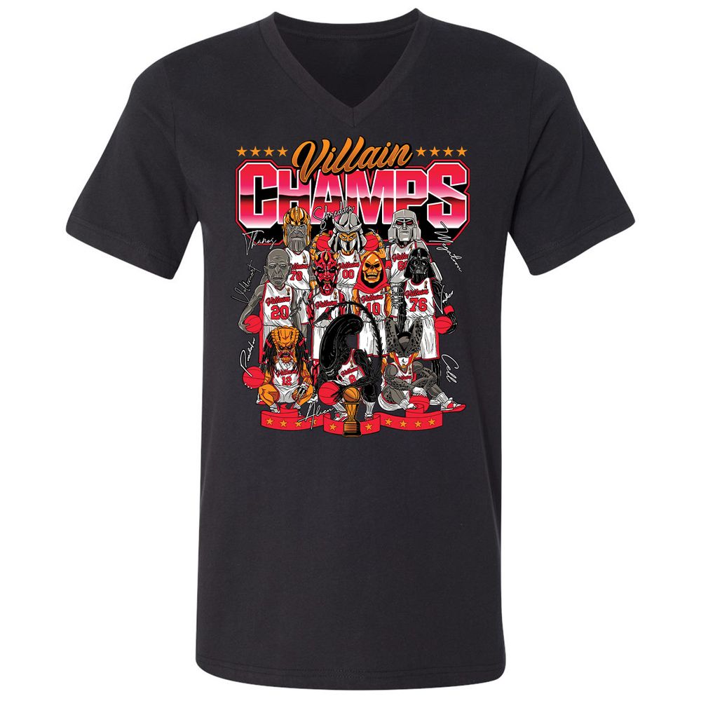 Unisex V-Neck T-Shirt - Y4TR4JV7 - Black - 1