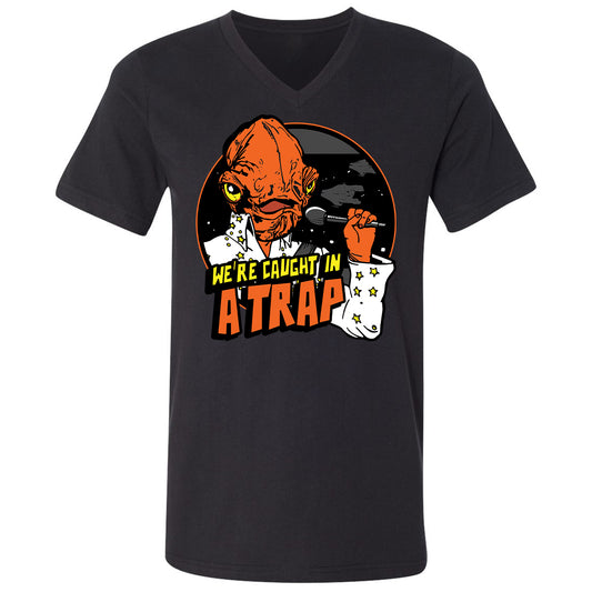 Unisex V-Neck T-Shirt - QXH12TQ2 - Black - 1