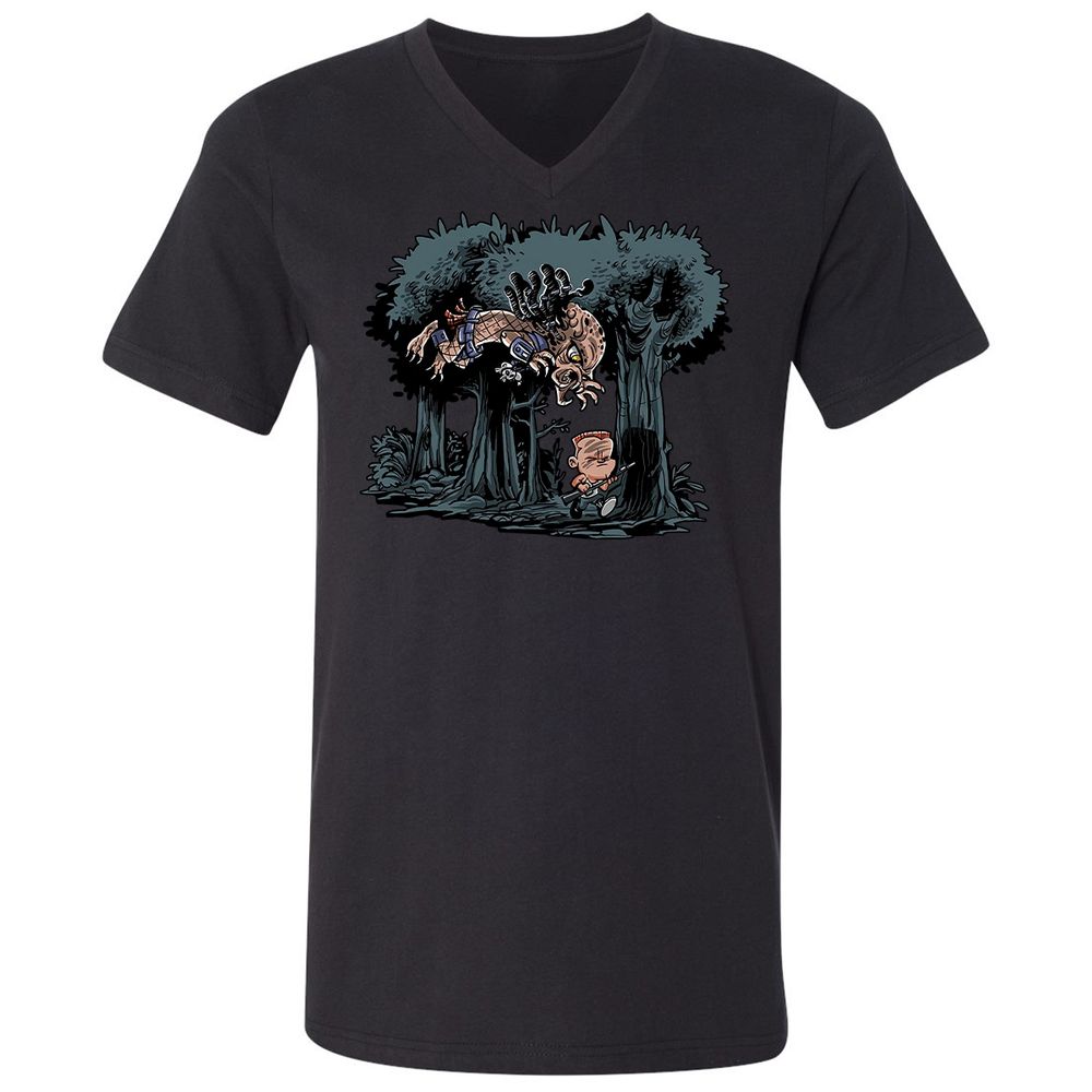 Unisex V-Neck T-Shirt - F4BRT1PJ - Black - 1