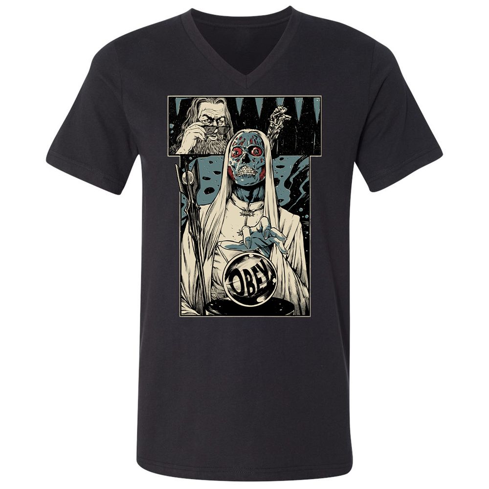 Unisex V-Neck T-Shirt - 51F7Z5GG - Black - 1
