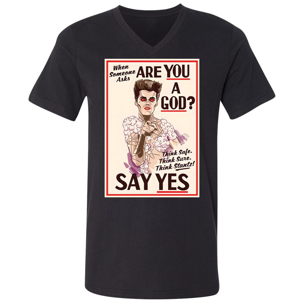 Unisex V-Neck T-Shirt - YN2QCG18 - Black - 1