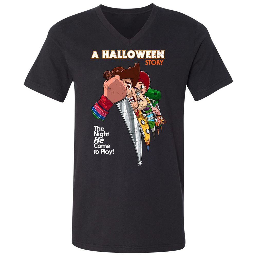 Unisex V-Neck T-Shirt - Q8ZWRSSV - Black - 1