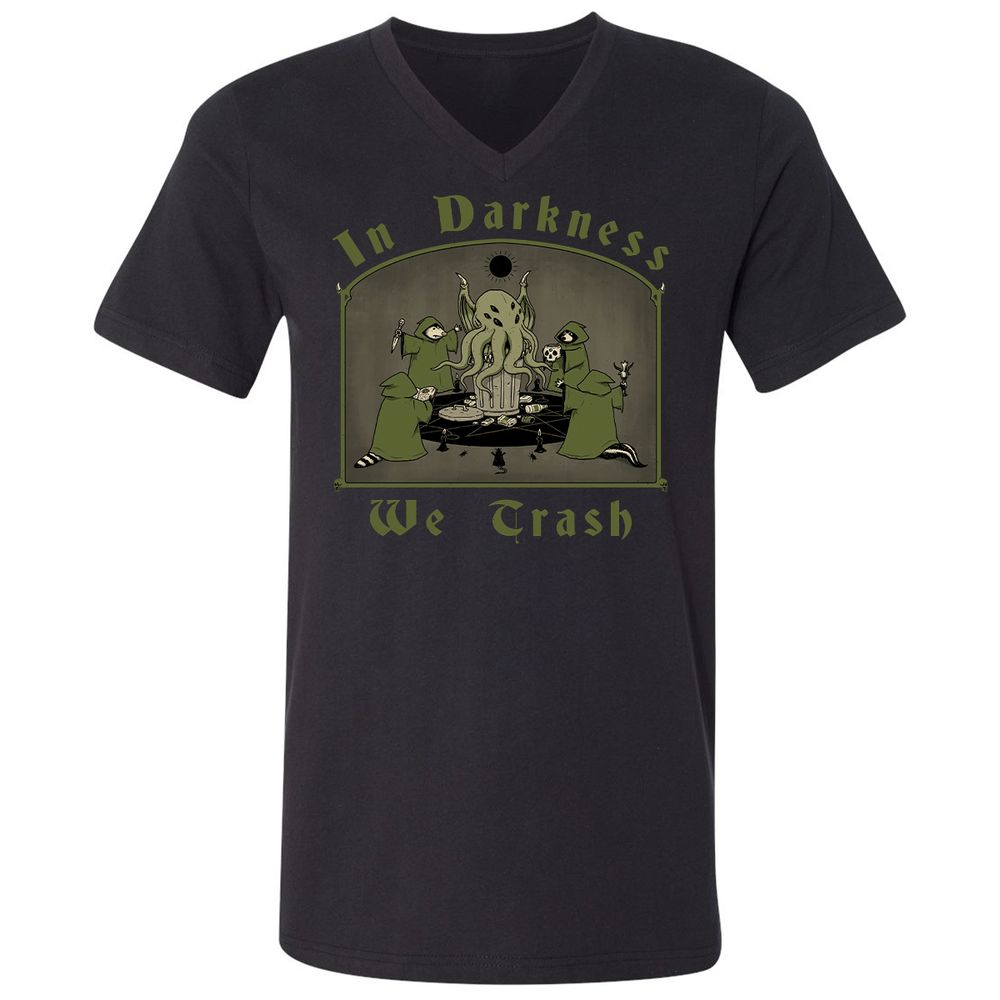 Unisex V-Neck T-Shirt - QNG7V1YQ - Black - 1