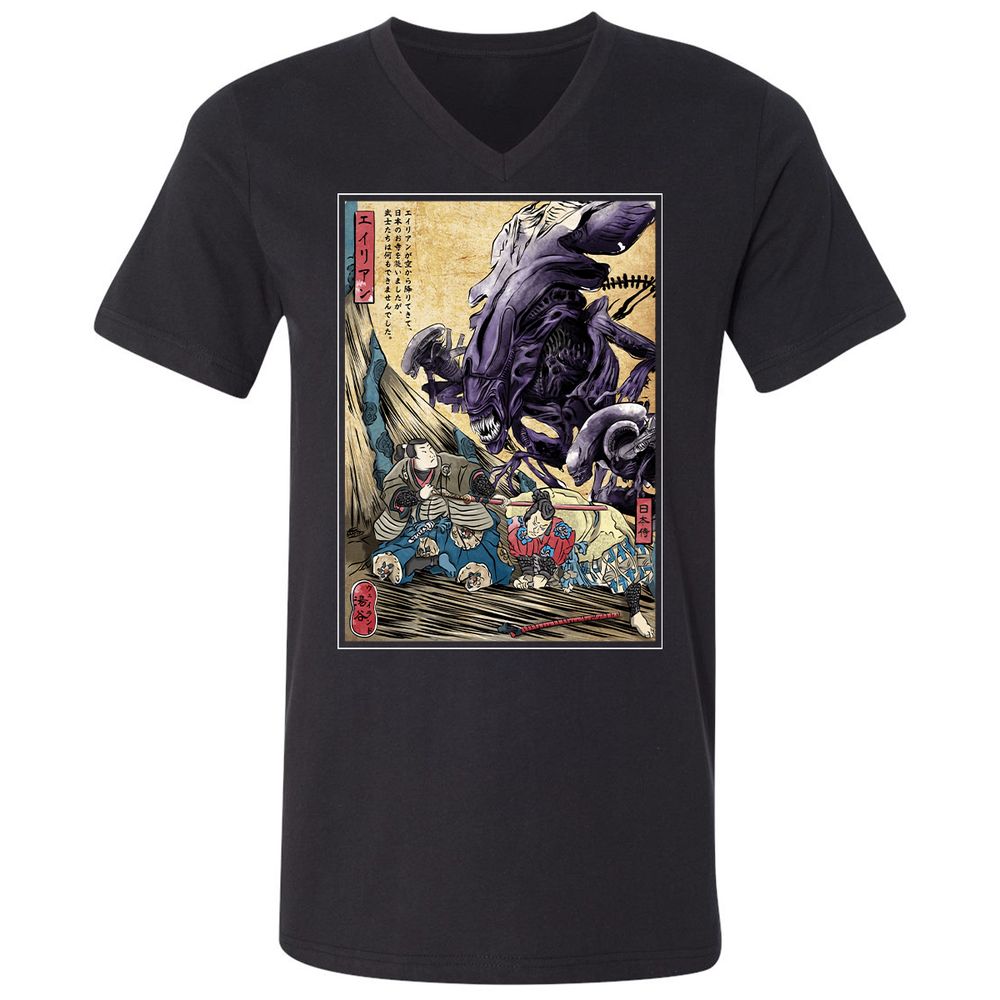 Unisex V-Neck T-Shirt - T66RFLWZ - Black - 1
