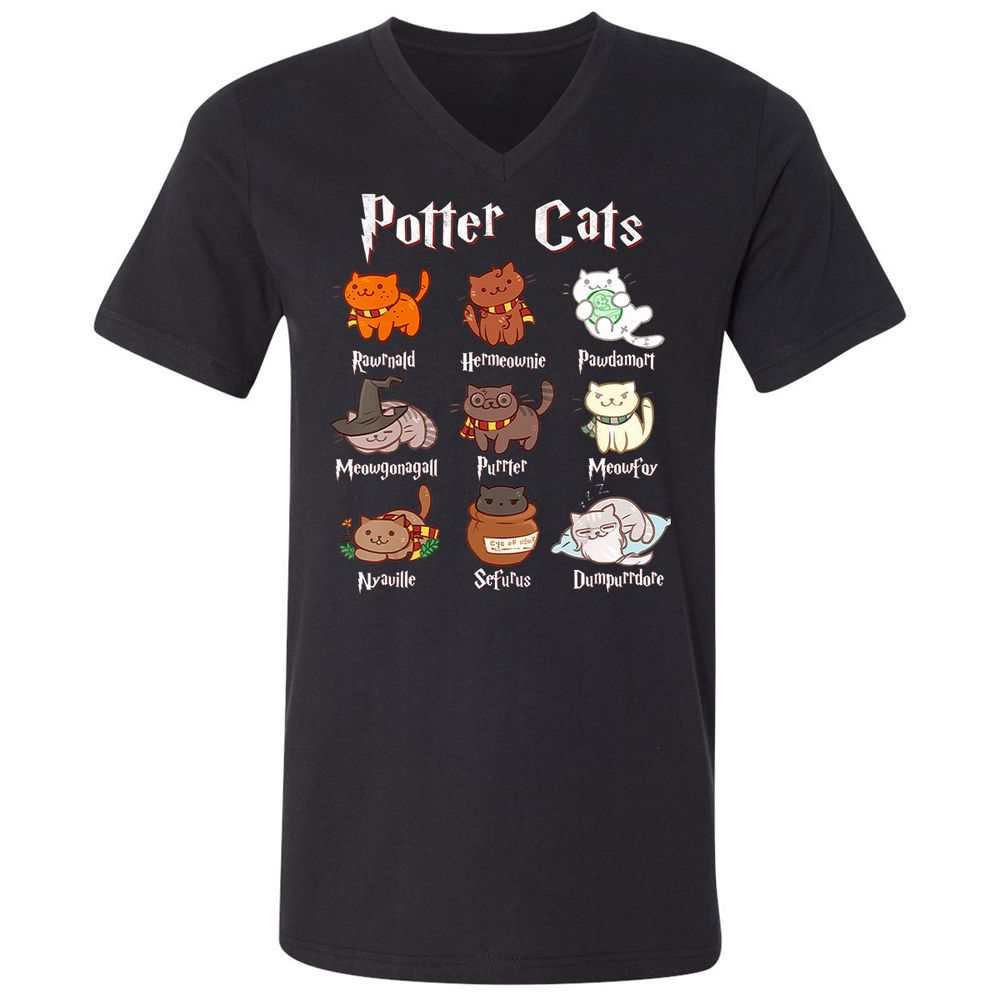 Unisex V-Neck T-Shirt - T7NK24Y6 - Black - 1