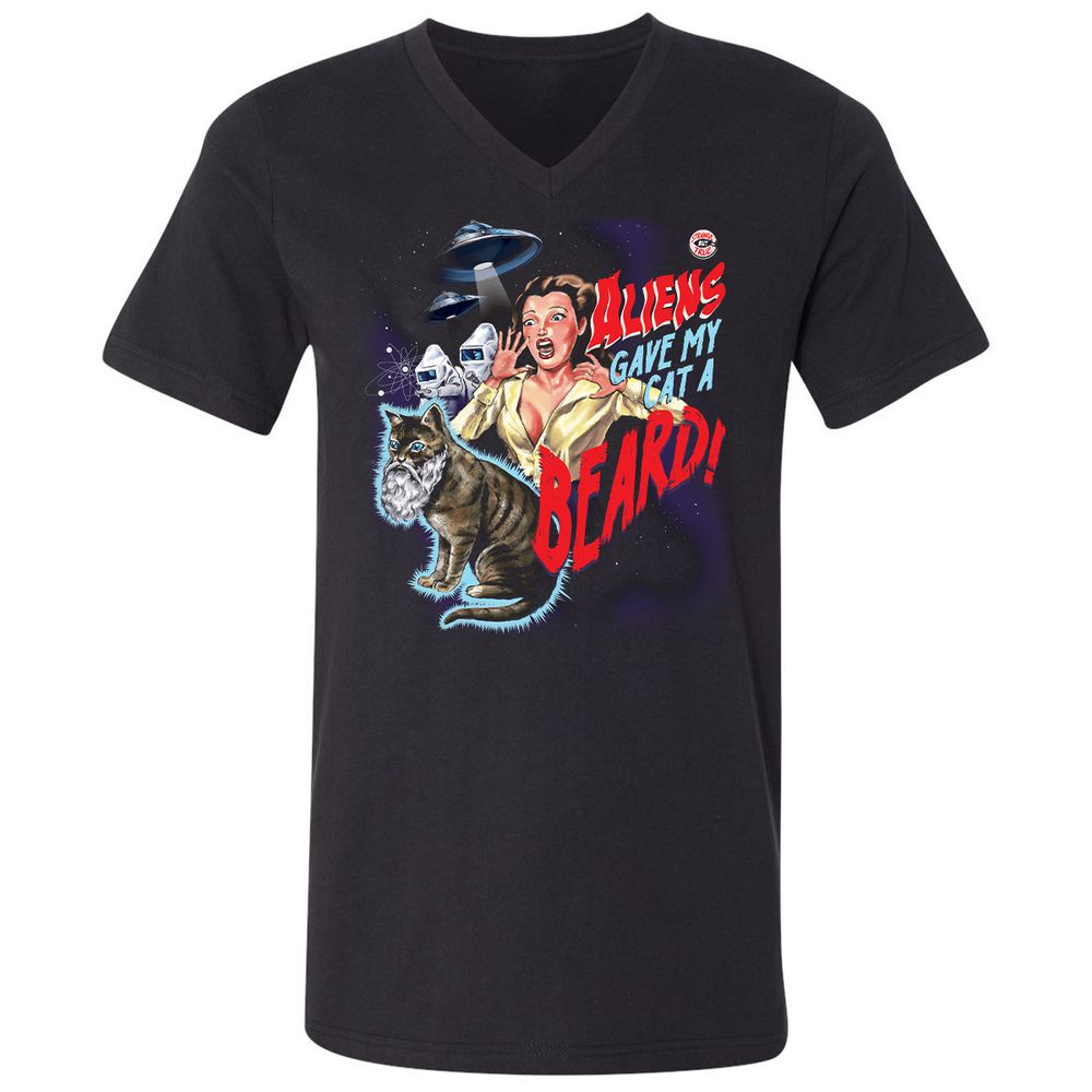 Unisex V-Neck T-Shirt - C7CU91FH - Black - 1