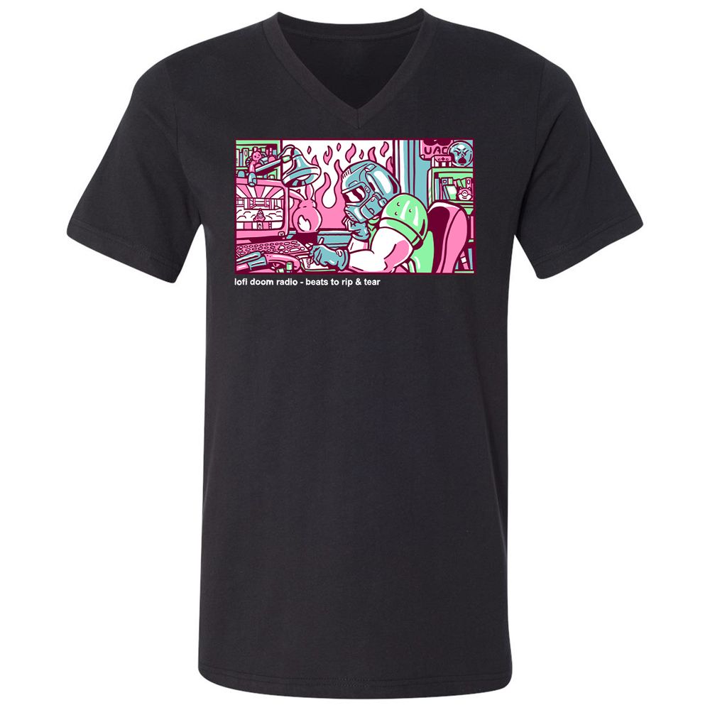Unisex V-Neck T-Shirt - TUNX2Q7A - Black - 1