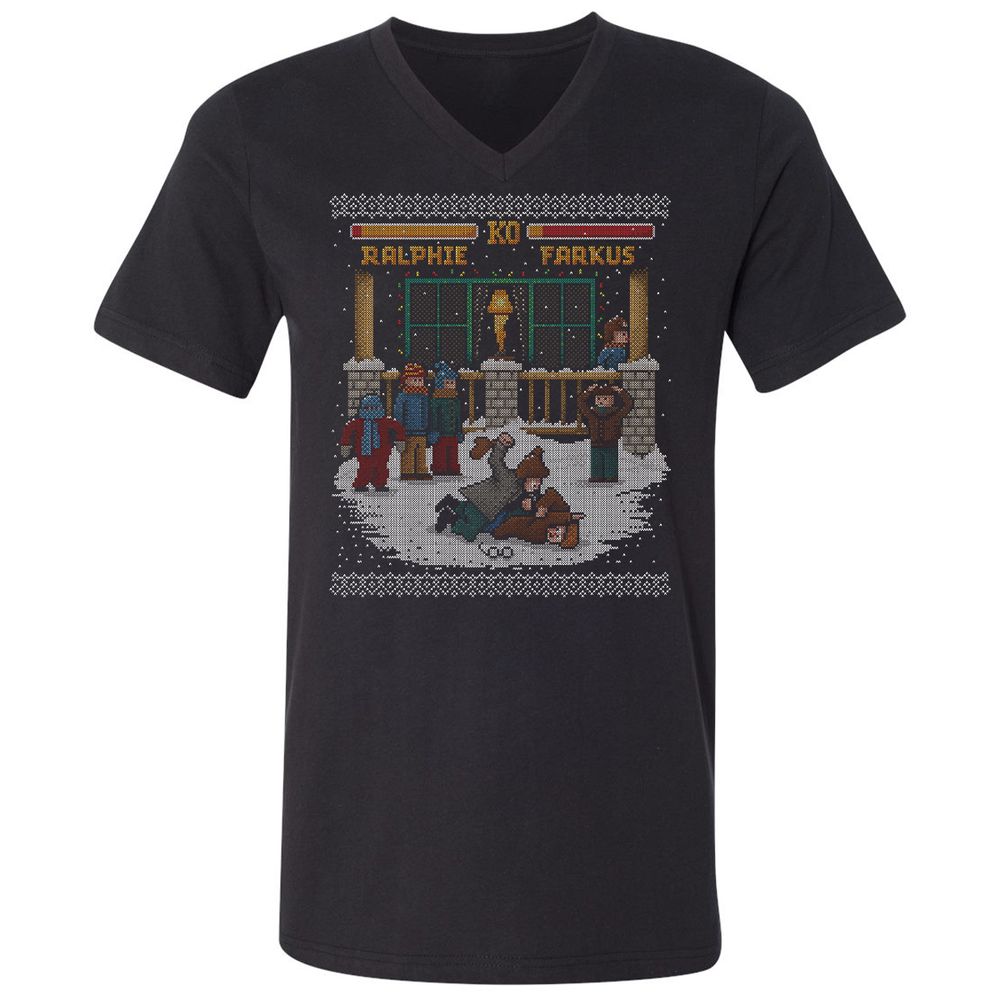 Unisex V-Neck T-Shirt - F73Y6UVA - Black - 1
