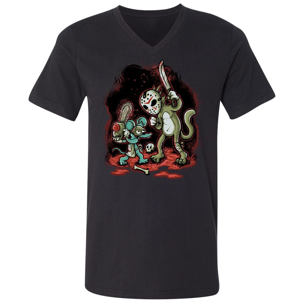 Unisex V-Neck T-Shirt - Y1M316Y4 - Black - 1